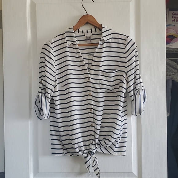 Dynamite navy and white striped blouse - Picture 1 of 6